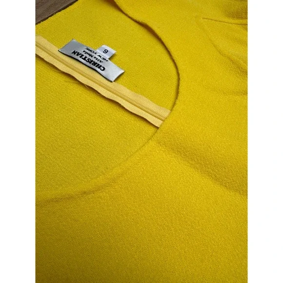 1980's Christian Alta Moda New York canary yellow sleeveless sheath dress